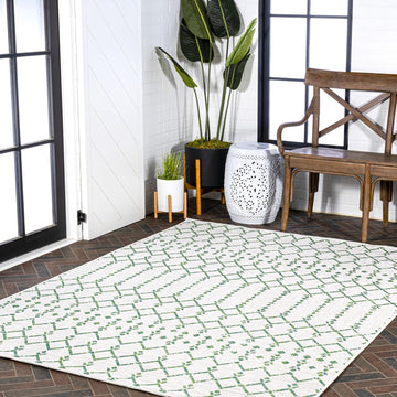 Ourika Moroccan Geometric Textured Weave Indoor/outdoor Rug